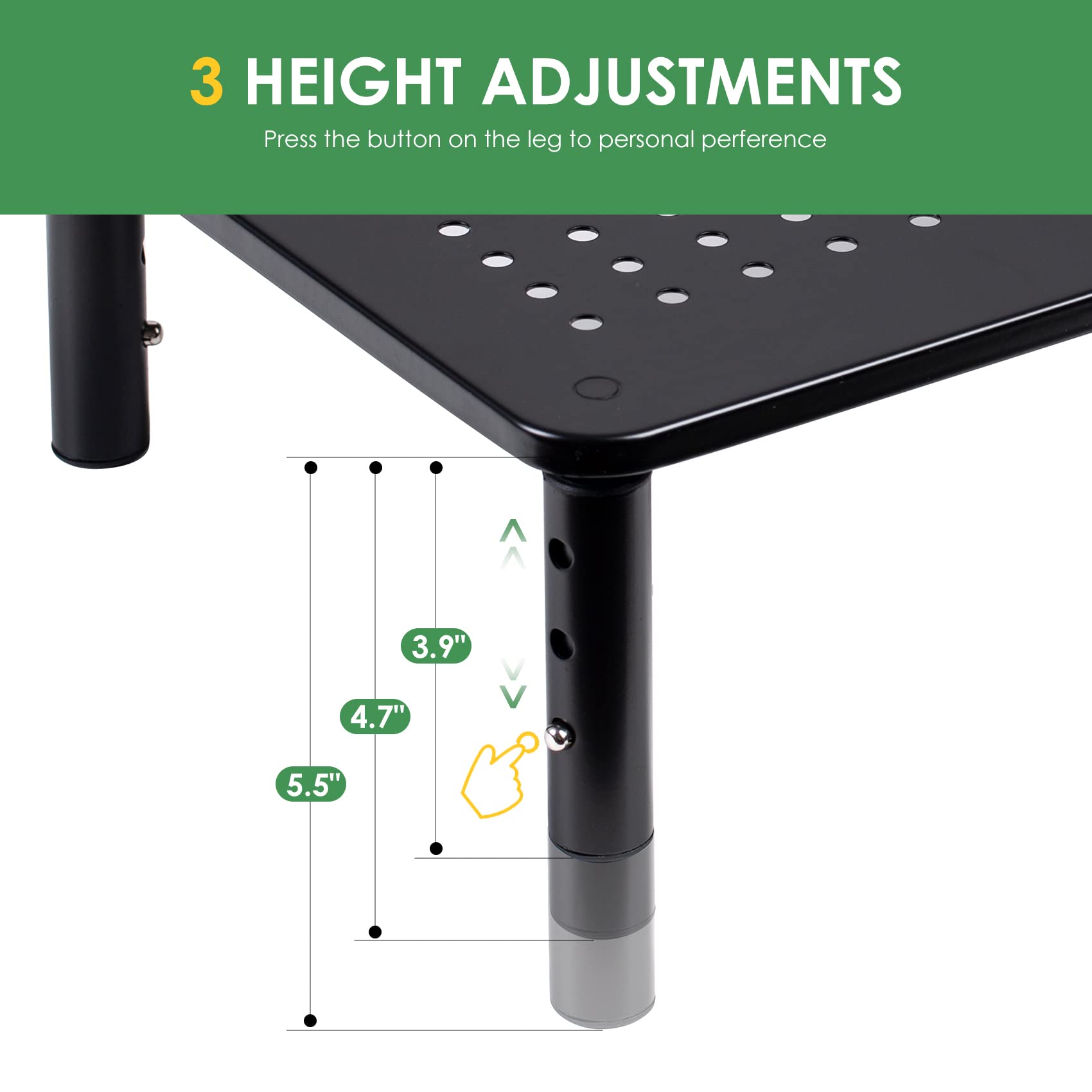 Dolalike 2 Pack Desktop Riser, 3 Height Adjustable Monitor Stands For 2 Monitors, Pc, Computer, Printer, Imac, Desktop Monitor S
