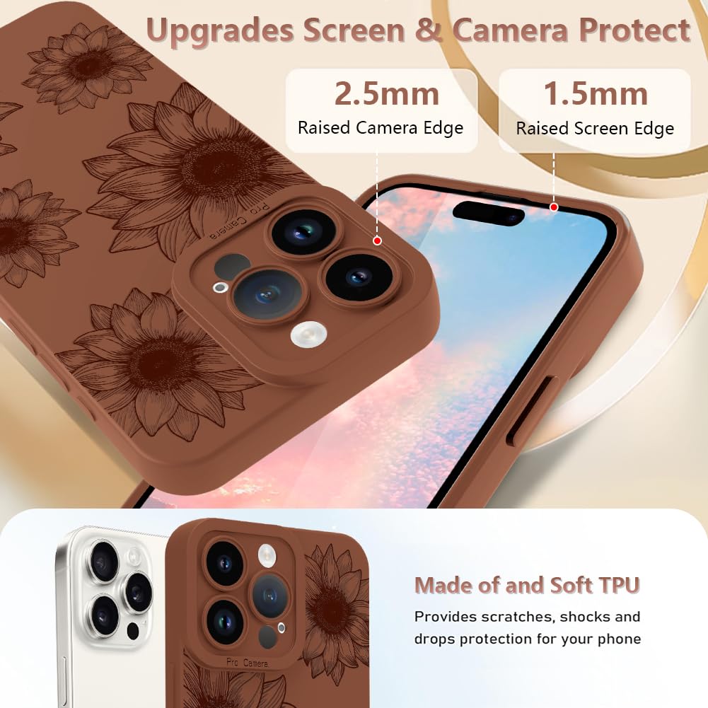 Ook Floral Case For Iphone 14 Pro Max Case, Cute Sunflower Floral Blooms Design Soft Tpu Shockproof Protective For Women Girls S