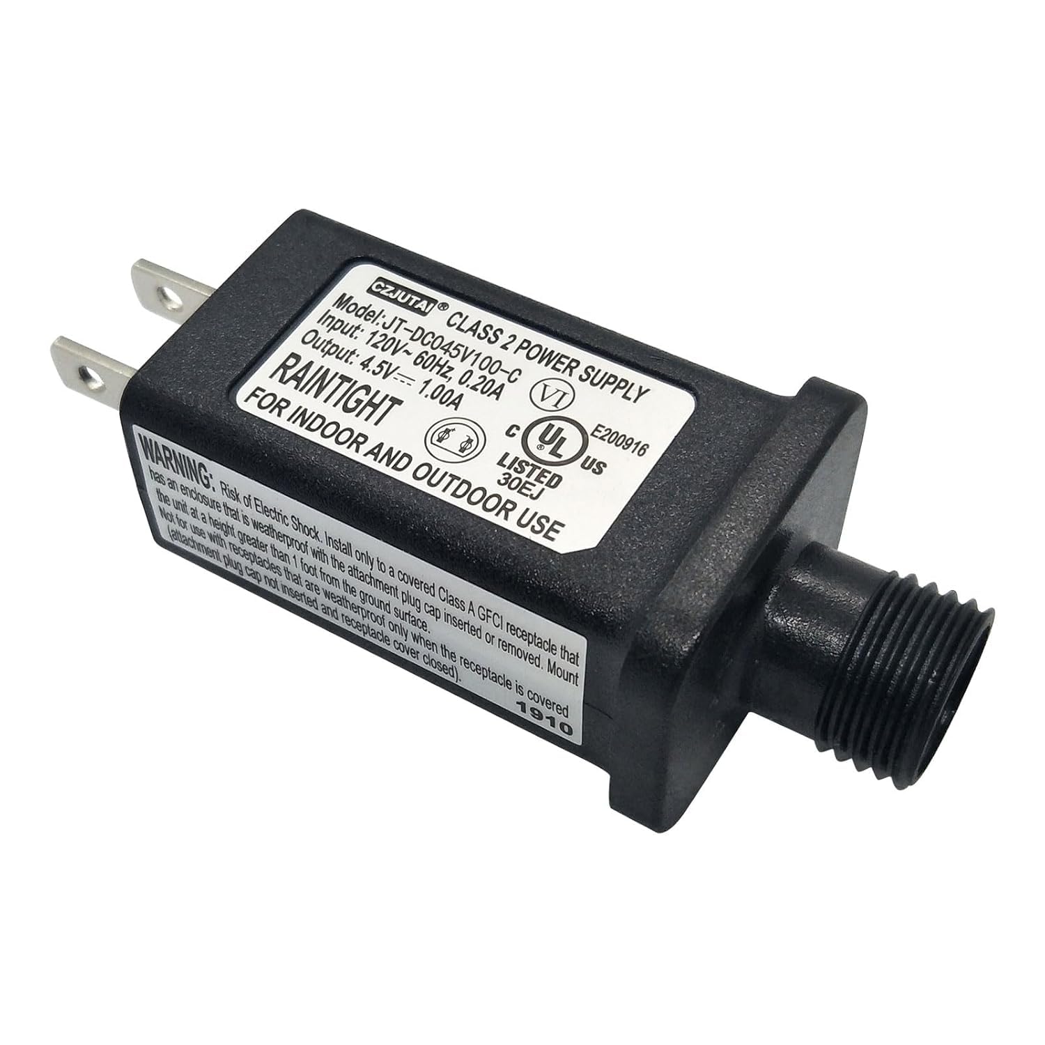 4.5V 1A Led Controller Led Transformer Class 2 Power Supply, Ip44 Waterproof Low Voltage Transformer Us Plug For Christmas Light