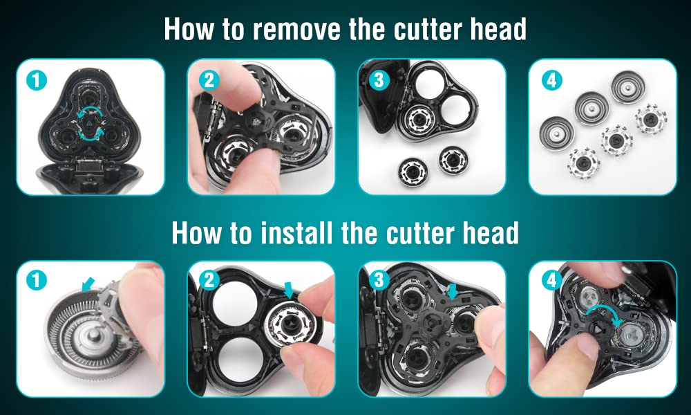 Pritech Head Part For Electric Razor For Men, Electric Face Shavers, Rechargeable Shaving Mens Cordless Razors Ipx7 Waterproof