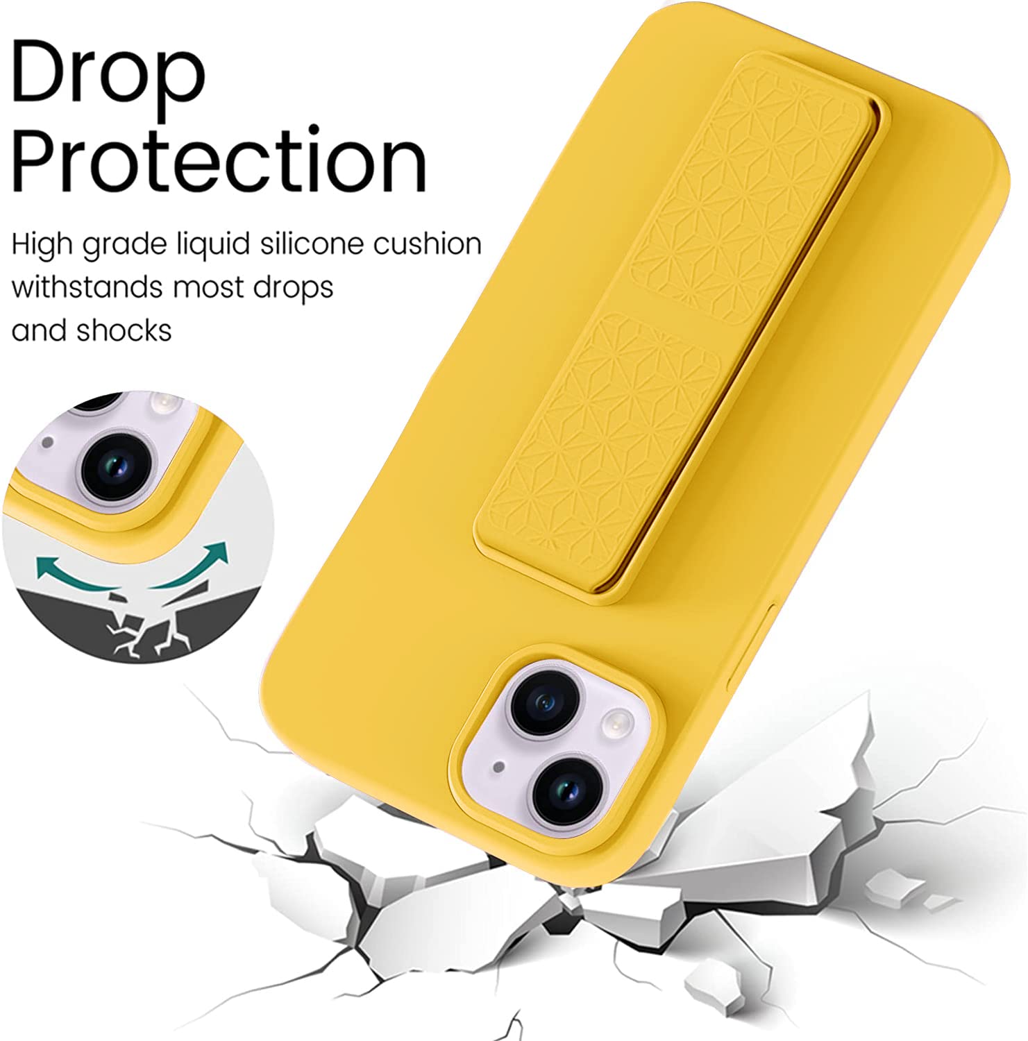 Laudtec Silicone Kickstand Case Compatible With Iphone 14 Plus Case Vertical And Horizontal Stand Hand Strap Metal Kickstand, Fl