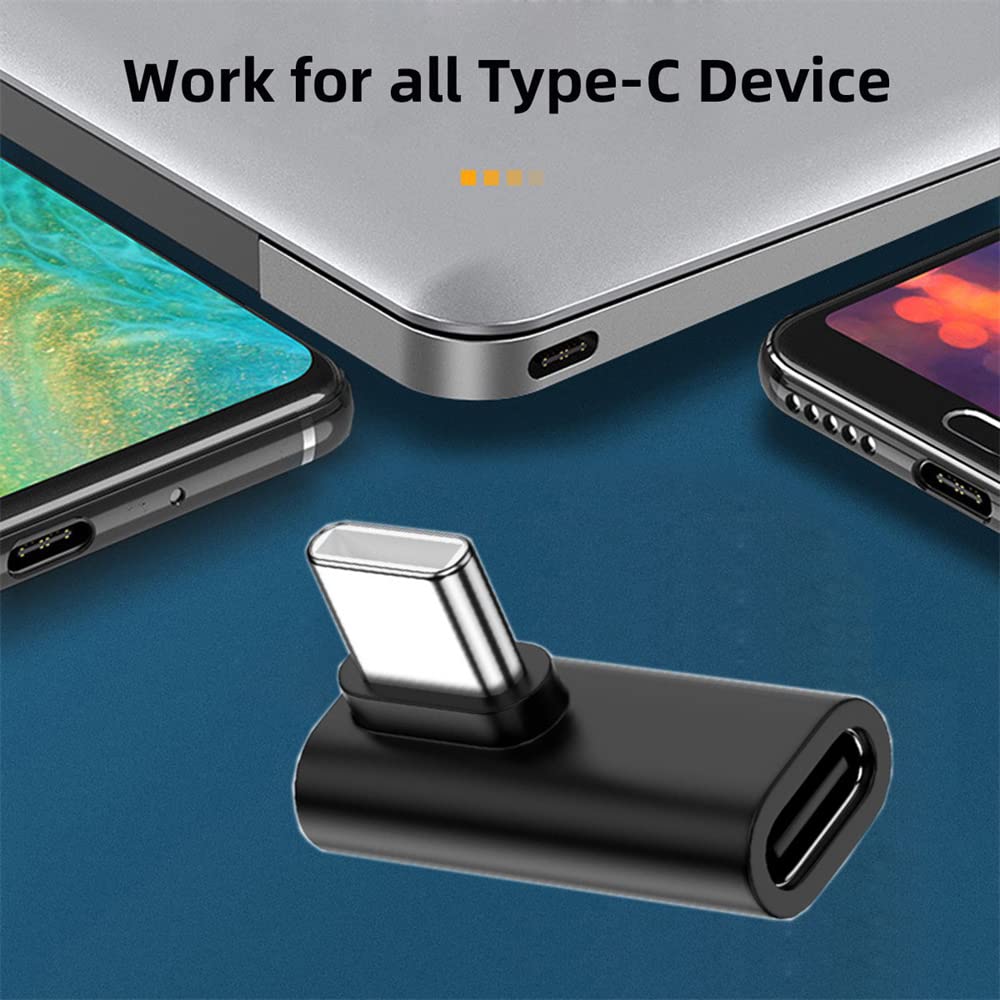 Cablecc 90 Degree Low Profile Right & Left Angled Usb 3.1 Type-C Male To Female Extension Adapter For Laptop & Tablet & Phone