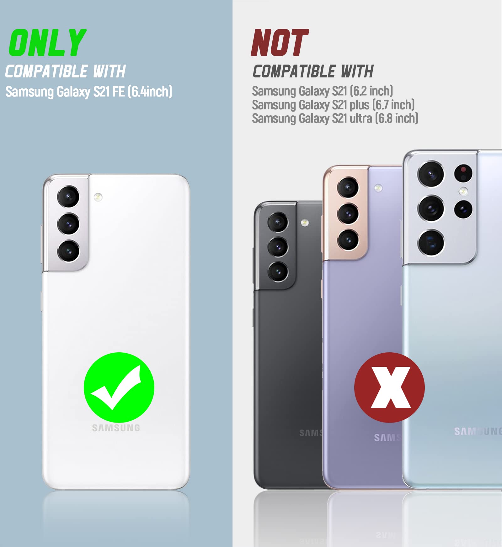 Oterkin For Samsung Galaxy S21 Fe Case,Heavy Duty Military Grade Shockproof Case With Kickstand Ring Tempered Glass Screen Prote