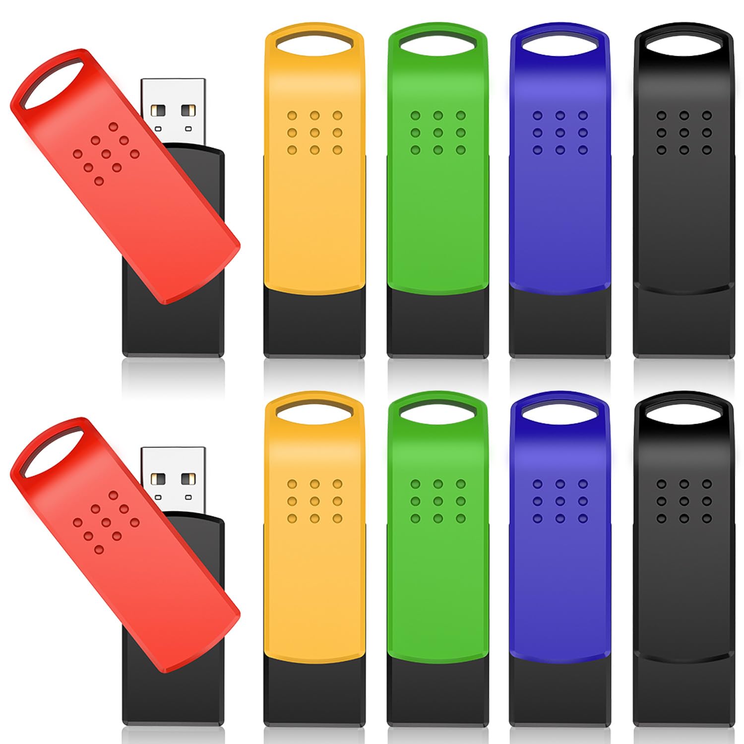 KEXIN 32 GB Flash Drive 10 Pack USB 2.0 Thumb Drives Swivel USB Memory Stick Bulk USB Drive with LED Light Stylish Colorful Pen 