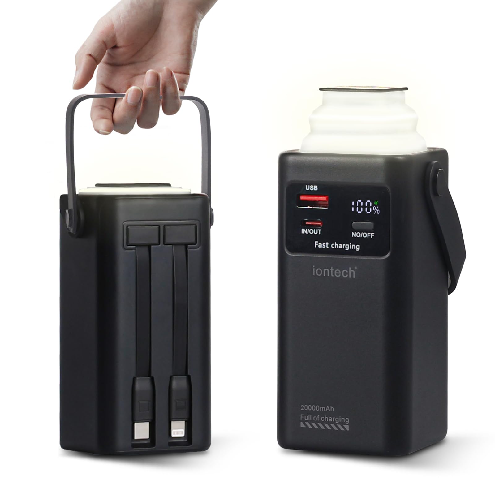 2 In 1 Power Bank 20,000Mah With Camping Lights, 74Wh Power Station, Portable Outdoor Generator 70.5W Max Fast Charging, Smart D