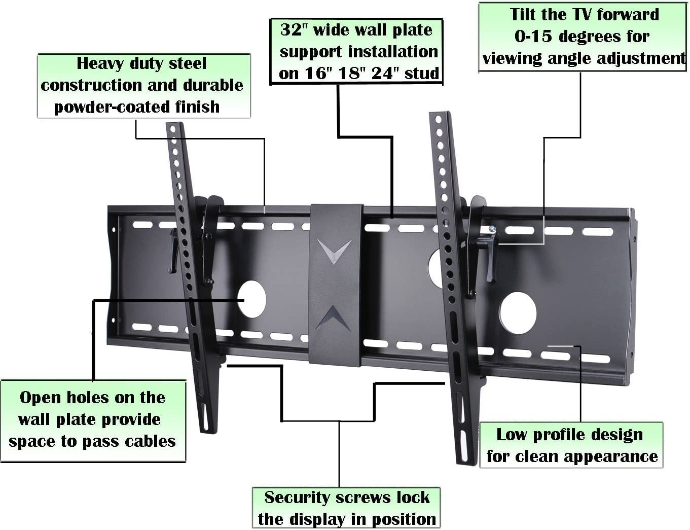 Videosecu Tilt Tv Wall Mount Bracket For Most 37-75 Plasma Lcd Led Flat Panel Televisions With Vesa 200X100 200X200 300X200 300X