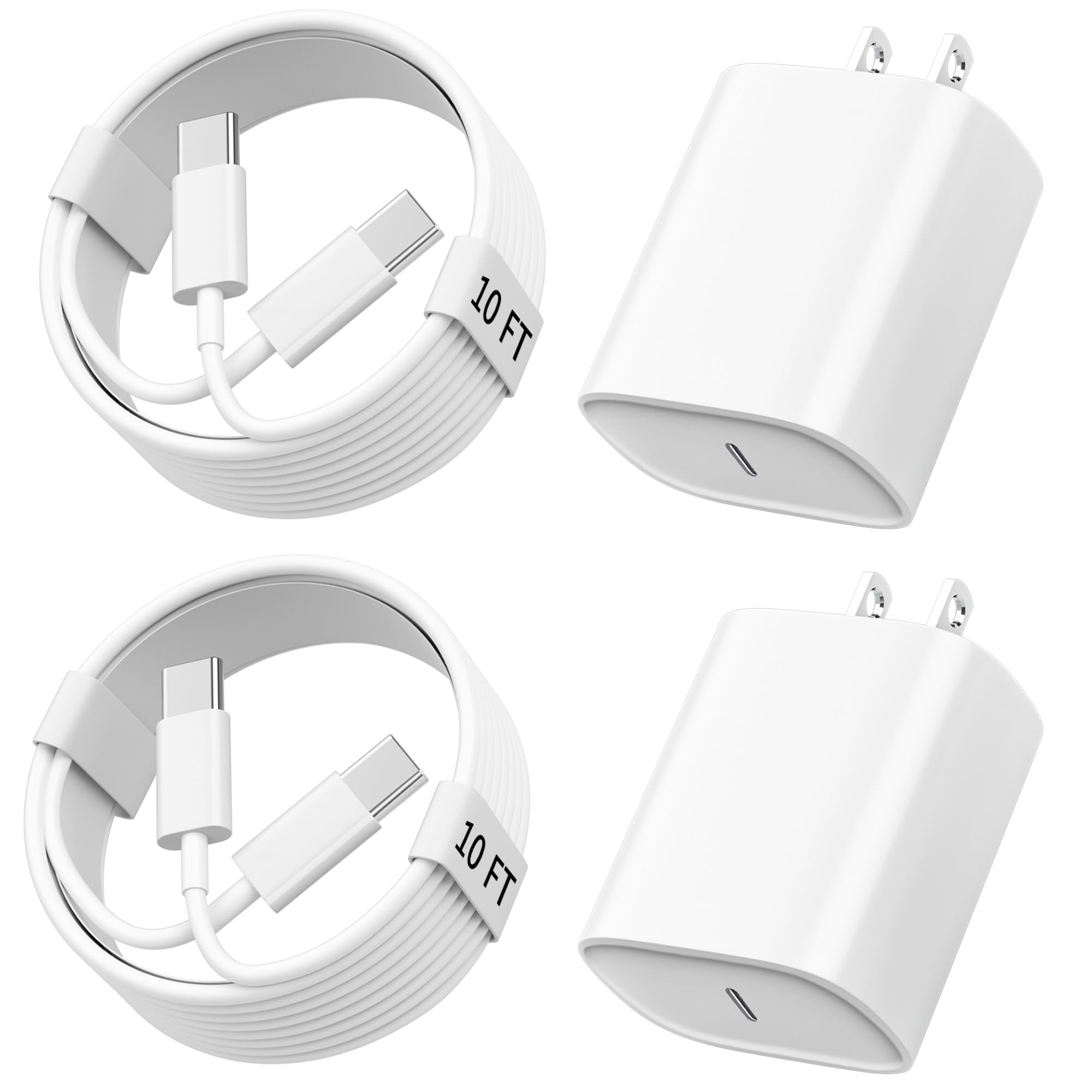 Iphone 15 Charger Fast Charging, [Mfi Certified] 10 Ft Long Usb C To C Charging Cable Cord With 20W Iphone Fast Charger Block Fo