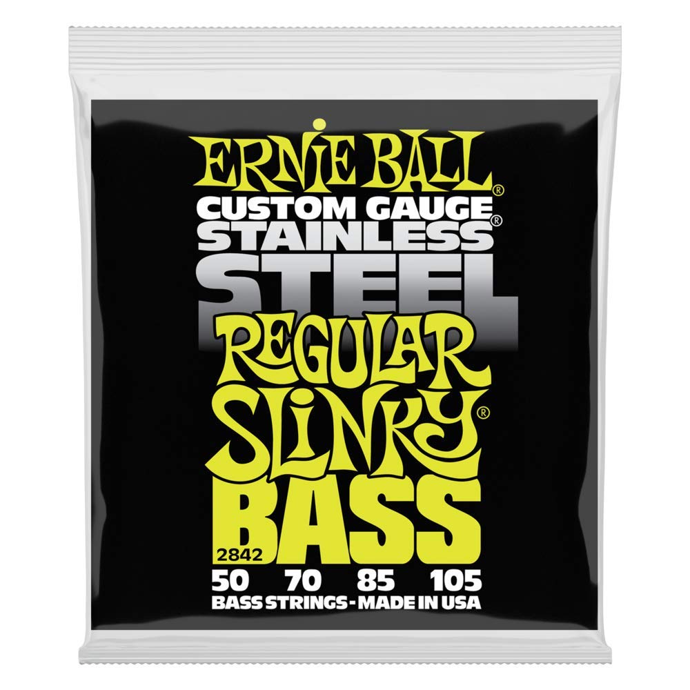 Ernie Ball Regular Slinky Stainless Steel Bass Guitar Strings, 50 105 Gauge (P02842)