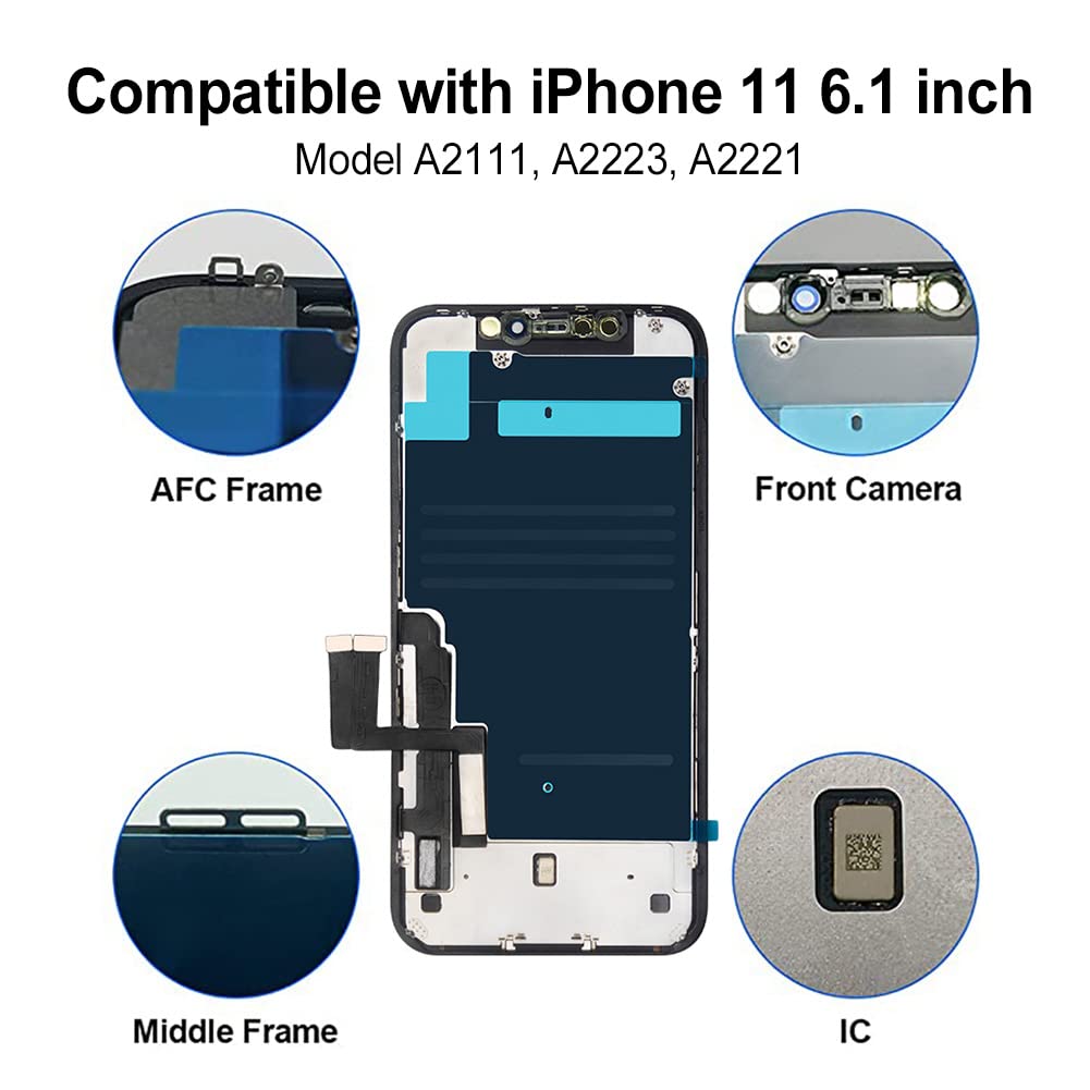 Efaithfix For Iphone 11 Lcd Screen Replacement 6.1 Inch Frame Assembly Lcd Display And 3D Touch Screen Digitizer With Repair Too
