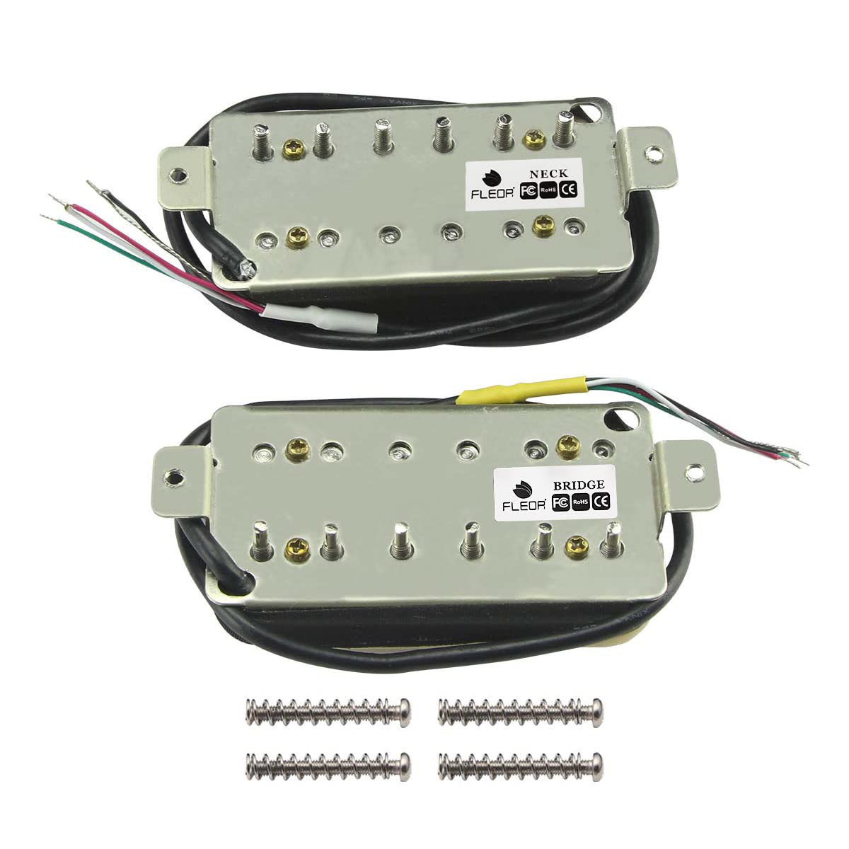 Fleor Alnico 5 Guitar Pickup Zebra Neck And Bridge Humbucker Pickups Set