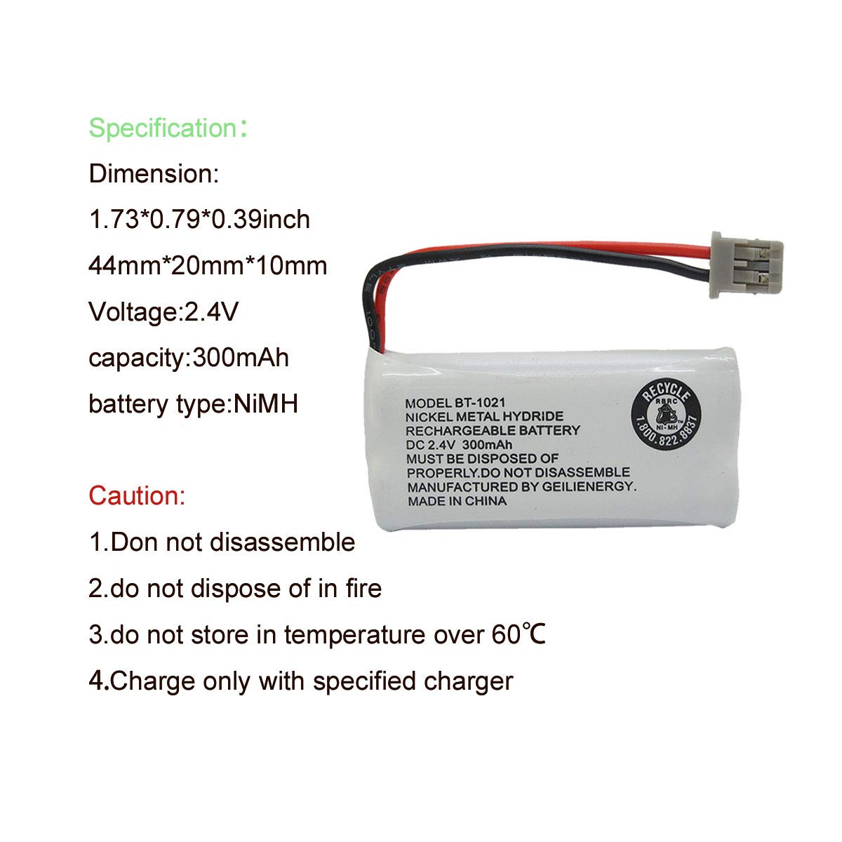 Geilienergy (Pack Of 4 Bt1021 Bbtg0798001 Battery Compatible With Uniden Dect 6.0 Bt1008 Bt 1021 Bt1016 Cordless Phone
