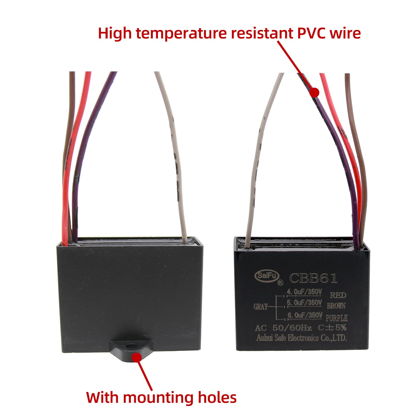 Akzytue Cbb61 Capacitor 4Uf+5Uf+6Uf 350V Ac Ceiling Fan 4 Wire 50/60Hz For Starting Electric Fan Generator Pump Motor