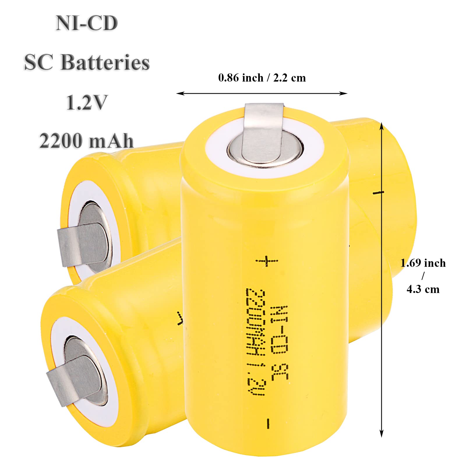 Odstore Ni Cd Rechargeable Battery Sub C Sc Batteries (Yellow*10)