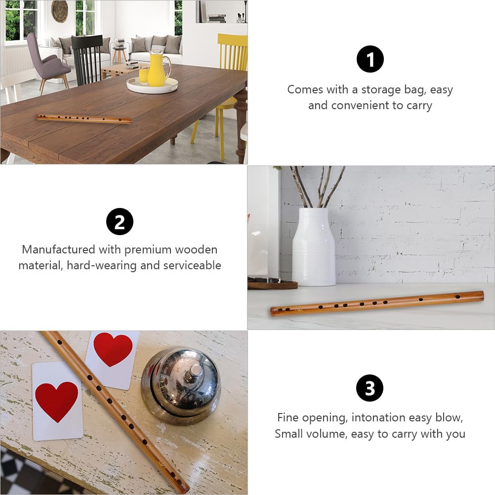 Exceart Wood Piccolo Flute - Wooden Flute Wooden Piccolo Wood Musical Instrument Traditional Chinese Musical Birthday For Beginn