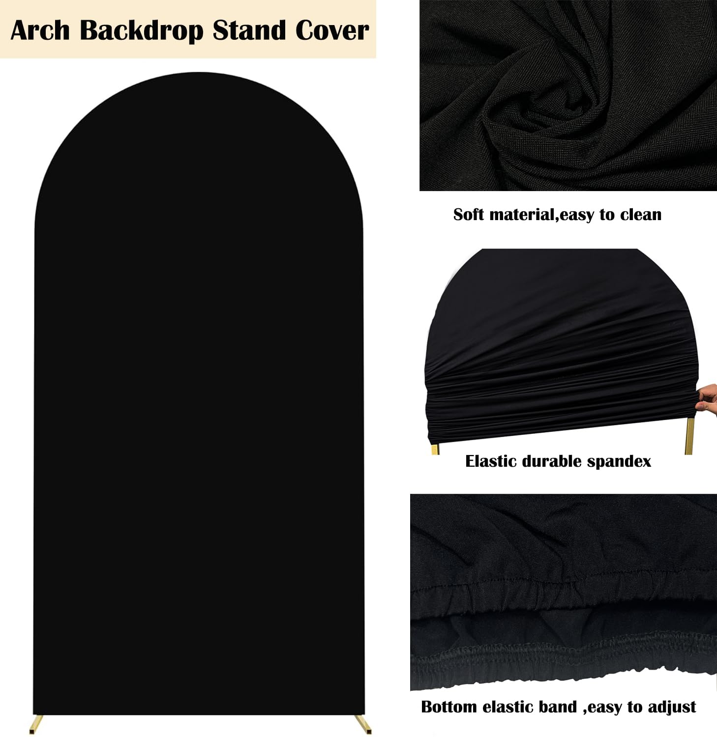 Maiangel 6Ft Wedding Arch Cover Spandex Fitted Stretchy Arch Stand Covers,2 Sided Round Top Chiara Backdrop Cover For Party Birt