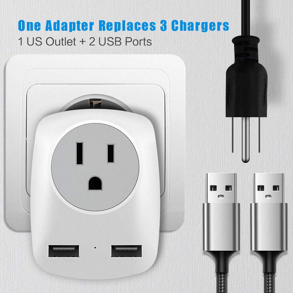 2Pack European Travel Plug Adapter (Not For Uk), Us To Europe Power Outlet Converter, Usa To German Italy Spain France Greece Ic