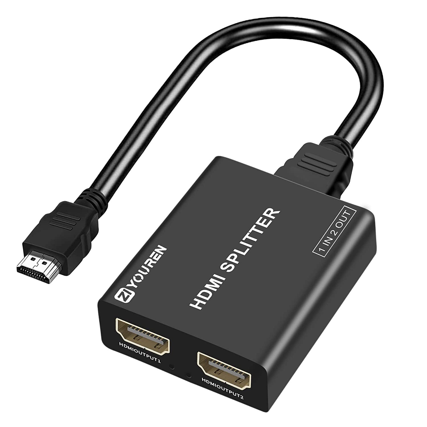 Hdmi Splitter With Hd Hdmi Cable, 1 In 2 Out 4K Hdmi Splitter For Full Hd 4K@30Hz 1080P 3D Splitter (1 Hdmi Source To 2 Hdmi Dis
