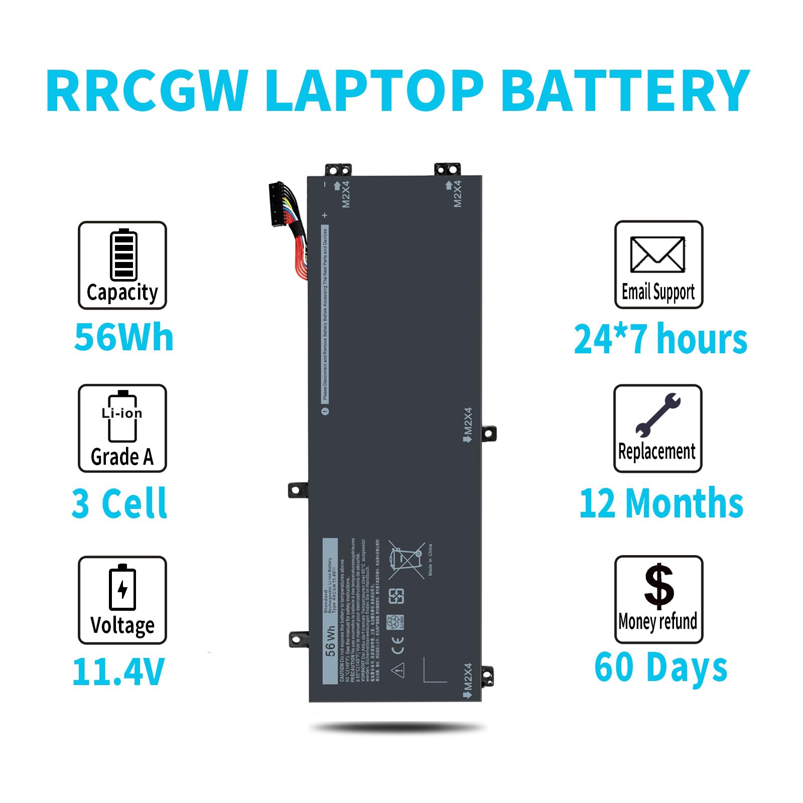 Emanjor 56Wh Rrcgw H5H20 Laptop Battery For Dell Xps 15 9550 15 9550 9560 9570 Precision 5510 5520 5530 Series P56F P56F001 62Mj