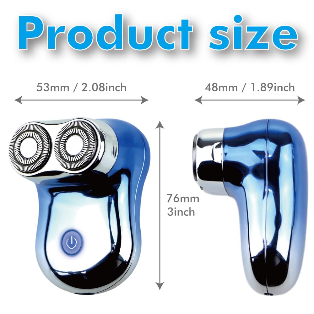 Maybuy Electric Shaver For Men,2 Head Travel Shaver (Blue)