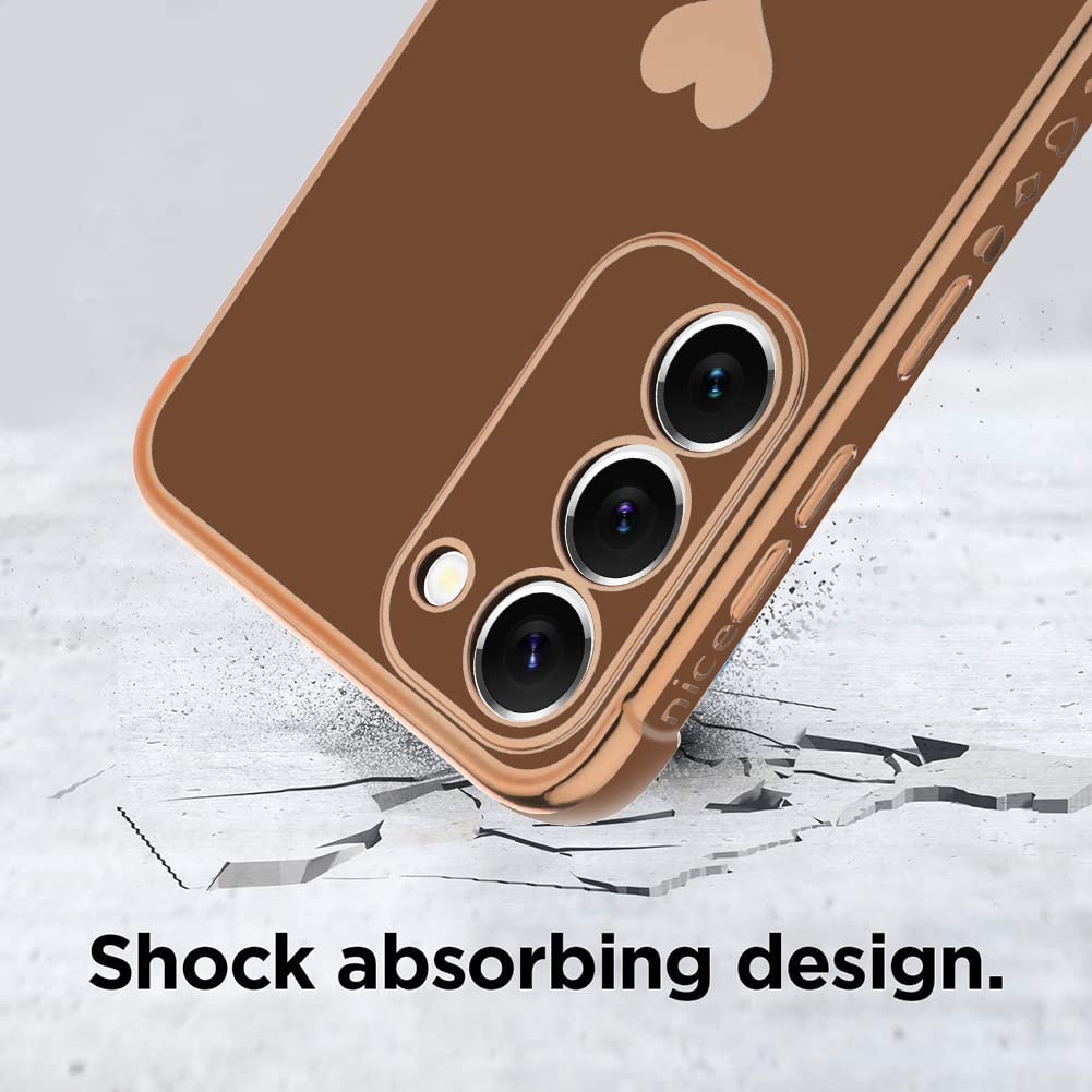 Kanghar Compatible With Samsung S23 5G Case For Women Girl, Plating Edge Cute Love Heart Soft Tpu Bumper With 4 Corners Shockpro