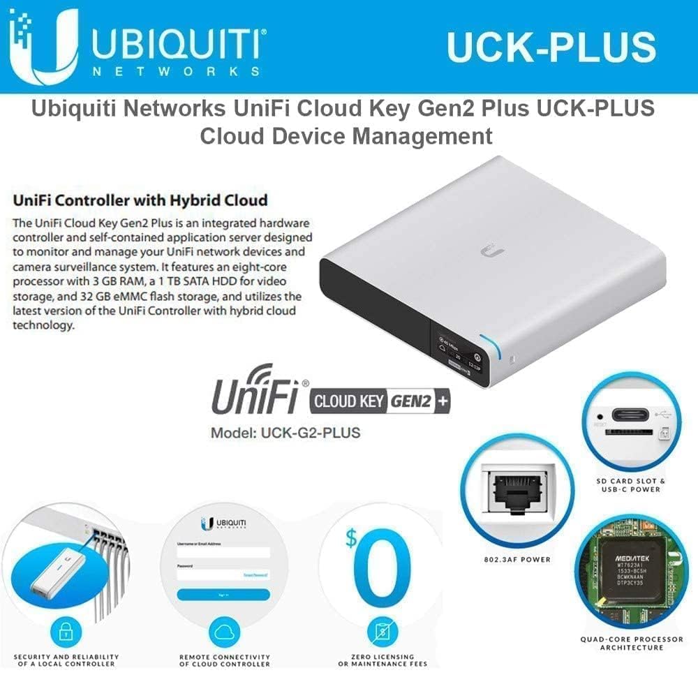 Ubiquiti Unifi Cloud Key Gen2 Plus (Uck G2 Plus), Single,Dual Band