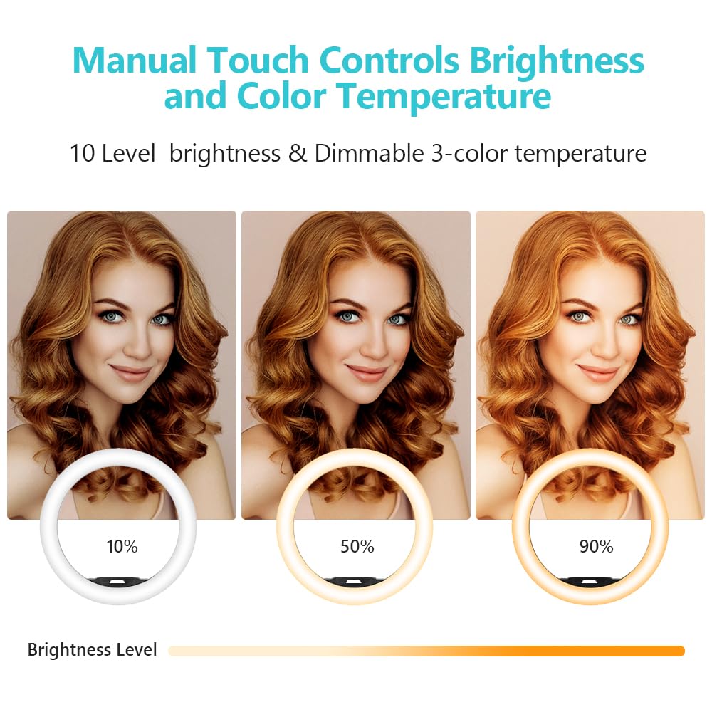 Sensyne 12'' Ring Light With 50'' Extendable Tripod Stand, Led Circle Lights With Phone Holder For Live Stream/Makeup/Youtube Vi