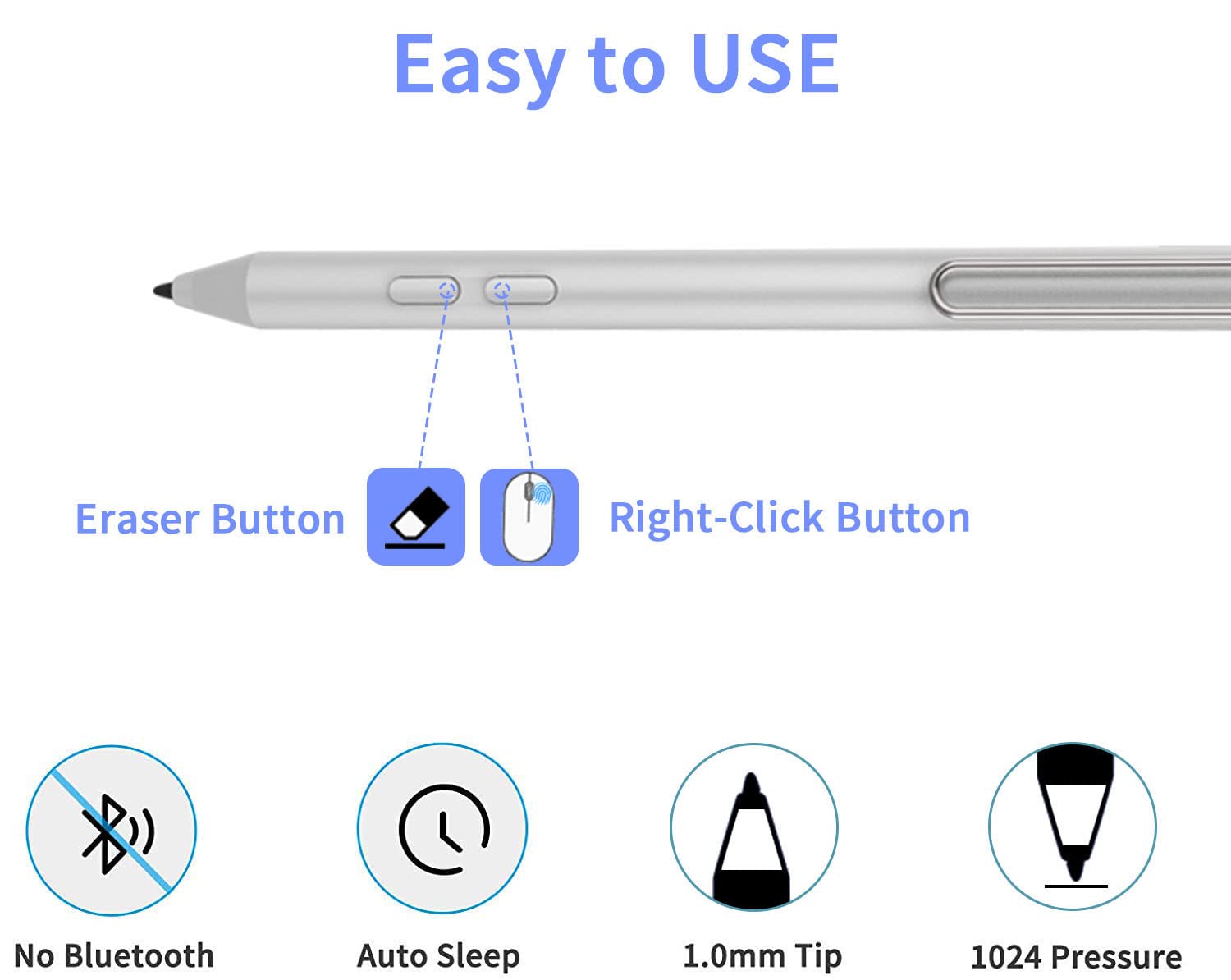 Stylus Pen For Microsoft Surface,With1024 Levels High Pressure Sensitivi Compatible With Surface Pro X/8/7/6/5/4/3, Surface Book