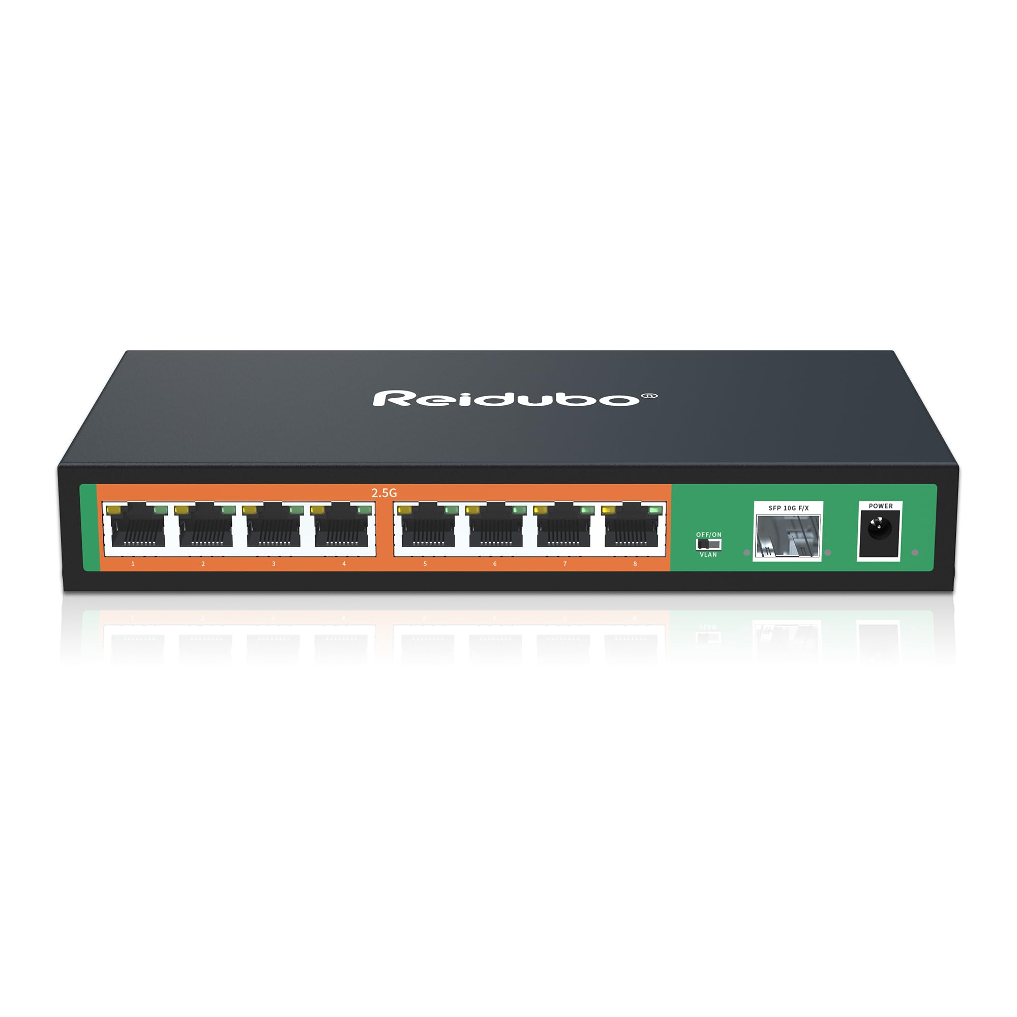 Reidubo 9 Port 2.5Gb Switch, 8X2.5G Ports With 10G Sfp Uplink, Unmanaged 2.5Gb Ethernet Network Switch, Plug & Play, Desktop/Wal