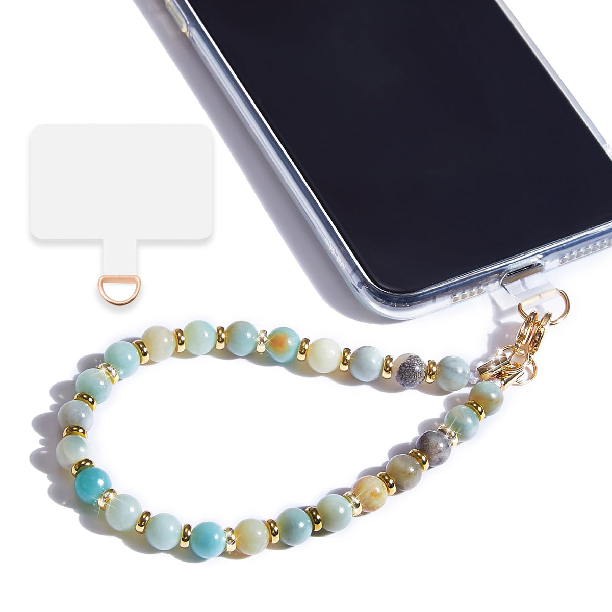 Lostars Marble Beaded Iphone Wrist Strap,Detachable Phone Bracelet Strap With Tether Tab,Hands Free Phone Wristlet Strap (Amazon