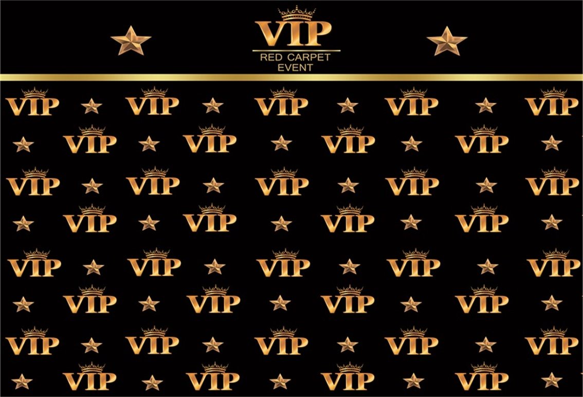 Aofoto 10X7Ft Vip Backdrop Red Carpet Party Decorations Photography Backdrops Black Gold Movie Theme Vip Star Stage Background Celebrity Prom Film Premiere Award Ceremony Birthday Photo Studio Props