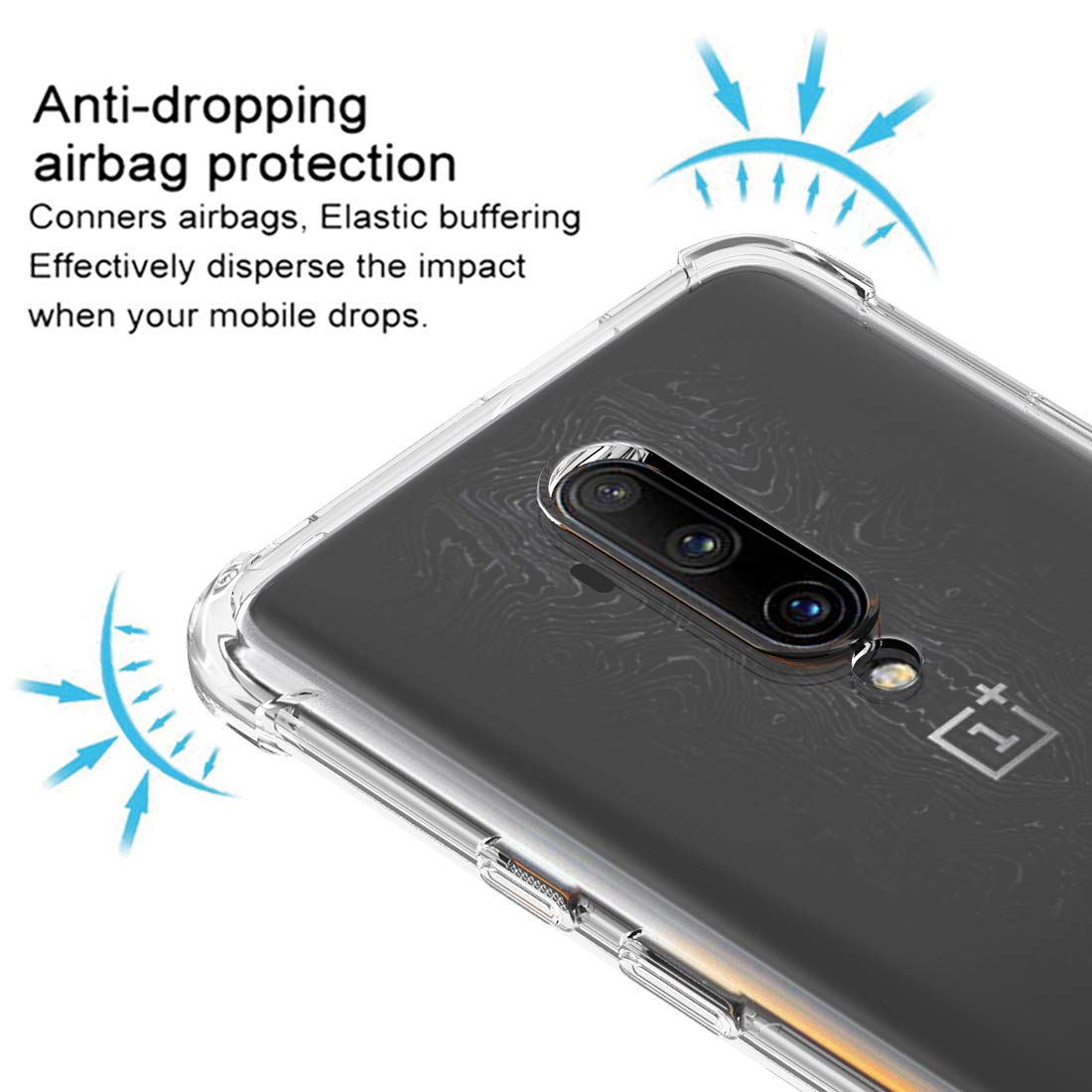 Osophter For Oneplus 7T Pro Case Clear Transparent Reinforced Corners Tpu Shock Absorption Flexible Cell Phone Cover For One Plu