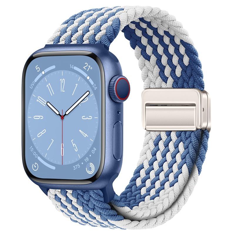 Relaxesque Watch Bands For Women And Men, Adjustable Loop with Comfortable Touch, 42mm 44mm 45mm 46mm 49mm White to Blue