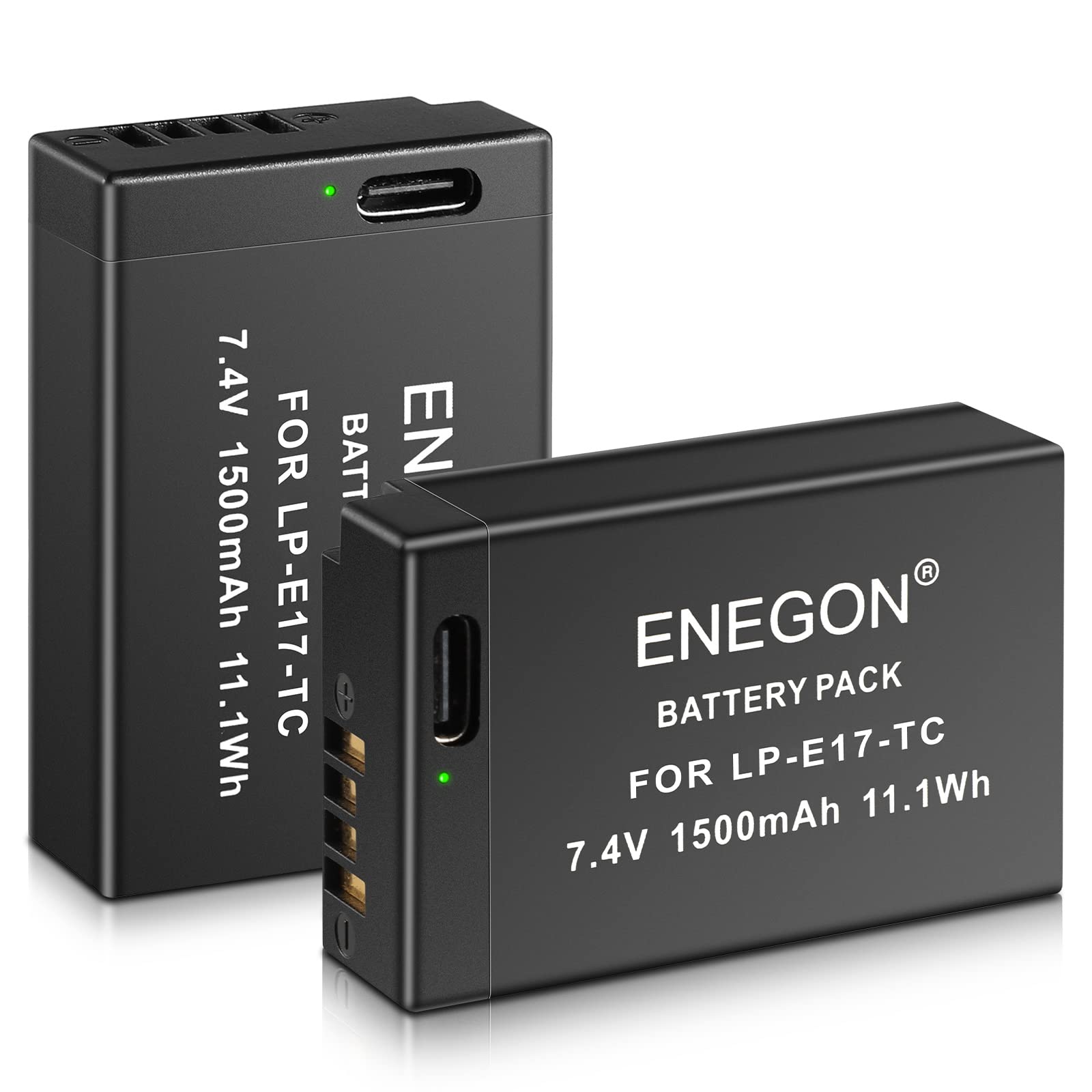 Enegon 2 Pack Lp E17 Replacement Type C Direct Charging Port Battery For Canon Eos R50 Rp R10 R8,Rebel T8I, T7I, T6I, T6S, Sl2,S