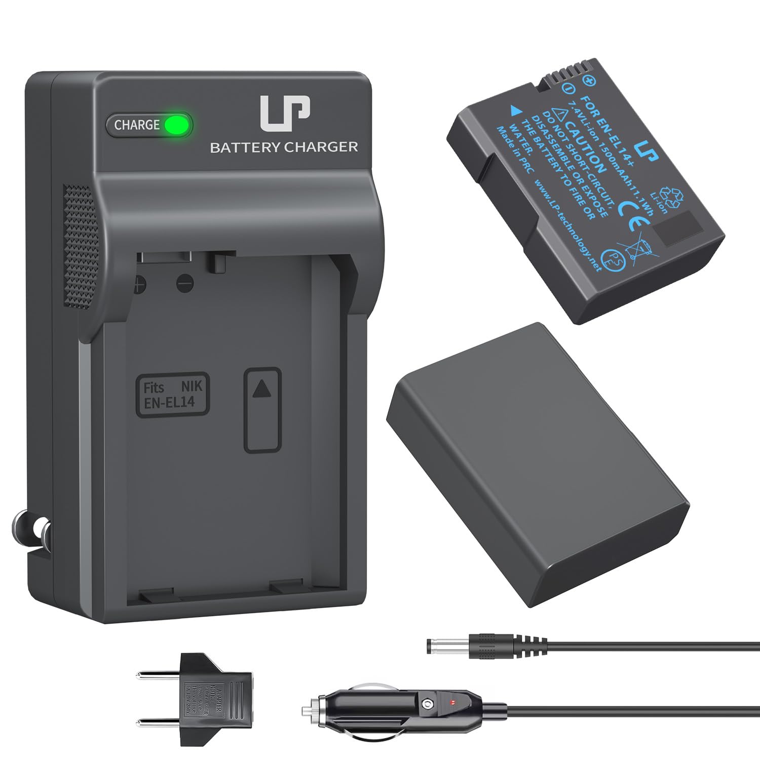 En El14 En El14A Battery Charger Pack, Lp 2 Pack Battery & Charger, Compatible With Nikon D3500, D5600, D3300, D5100, D5500, D31