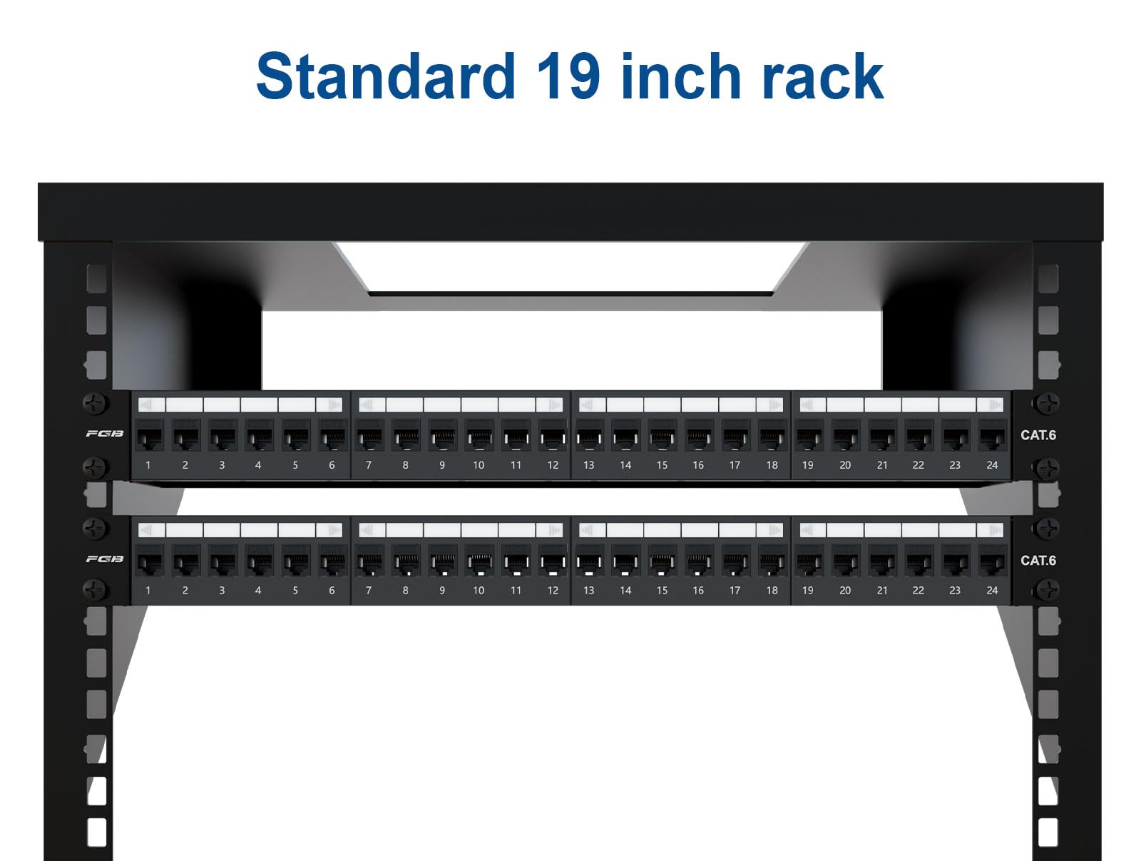 Fgb 10Gbps Patch Panel 24 Port, Cat6 Keystone Patch Panel, 19'' Rackmount Or Wall Mount Patch Panel 1U With Back Bar, Network Pa