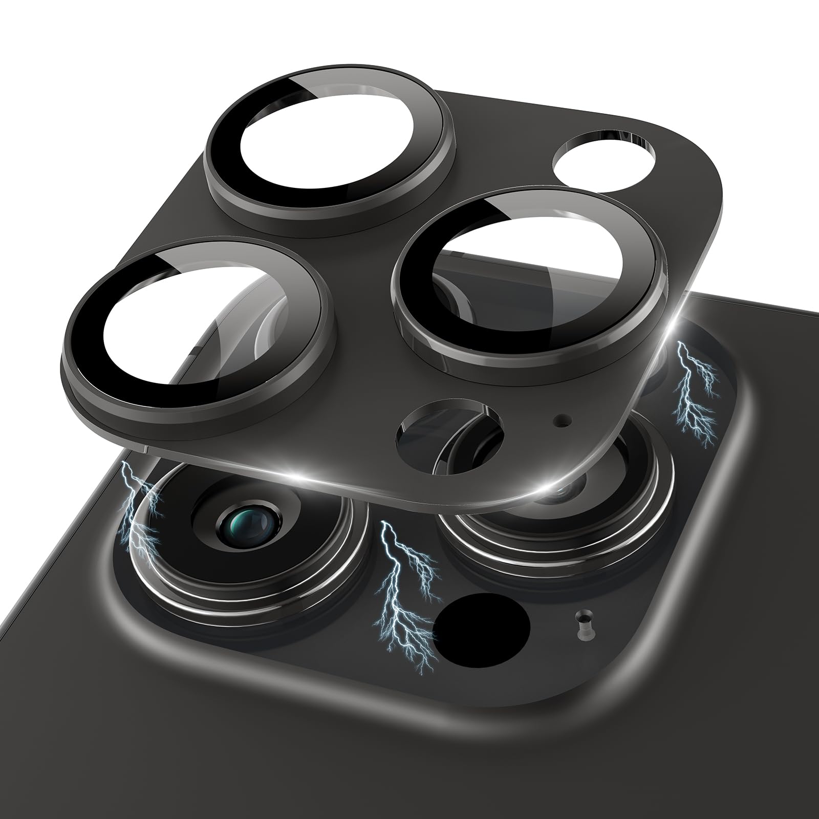 Kanosan For Iphone 15 Pro/Iphone 15 Pro Max Camera Lens Protector [Full Coverage Metal] 9H Tempered Glass Screen Case Friendly C