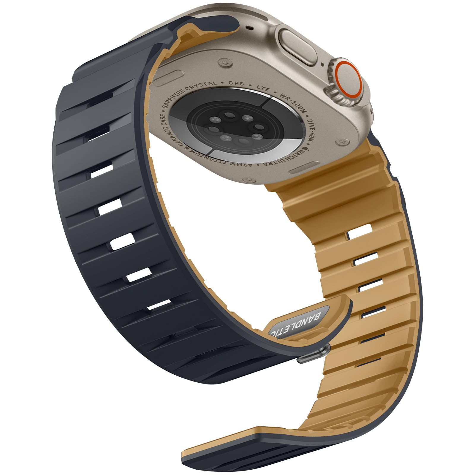 Bandletic Watchband Compatible with Apple Watch Ultra 3/Ultra 2/Ultra Band, Durable Silicone Magnetic Bands for iWatch Series 11