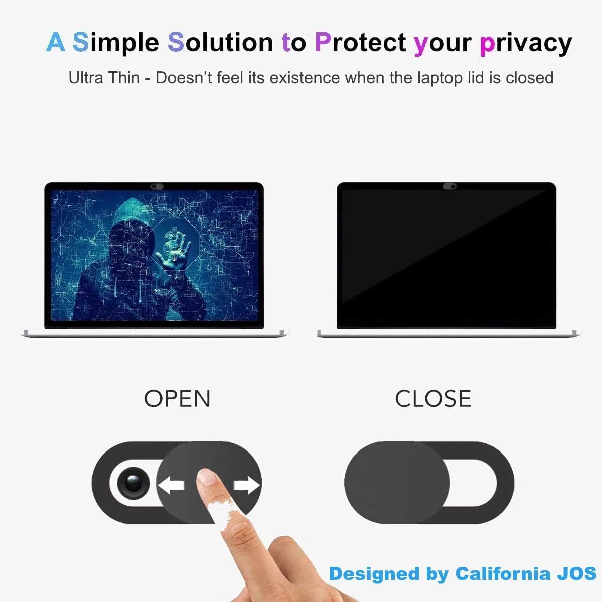 California Jos Webcam Cover (6 Piece), 0.03 Inch Ultra Thin Laptop Camera Cover Slide For Iphone Ipad Macbook Pro Computer Imac