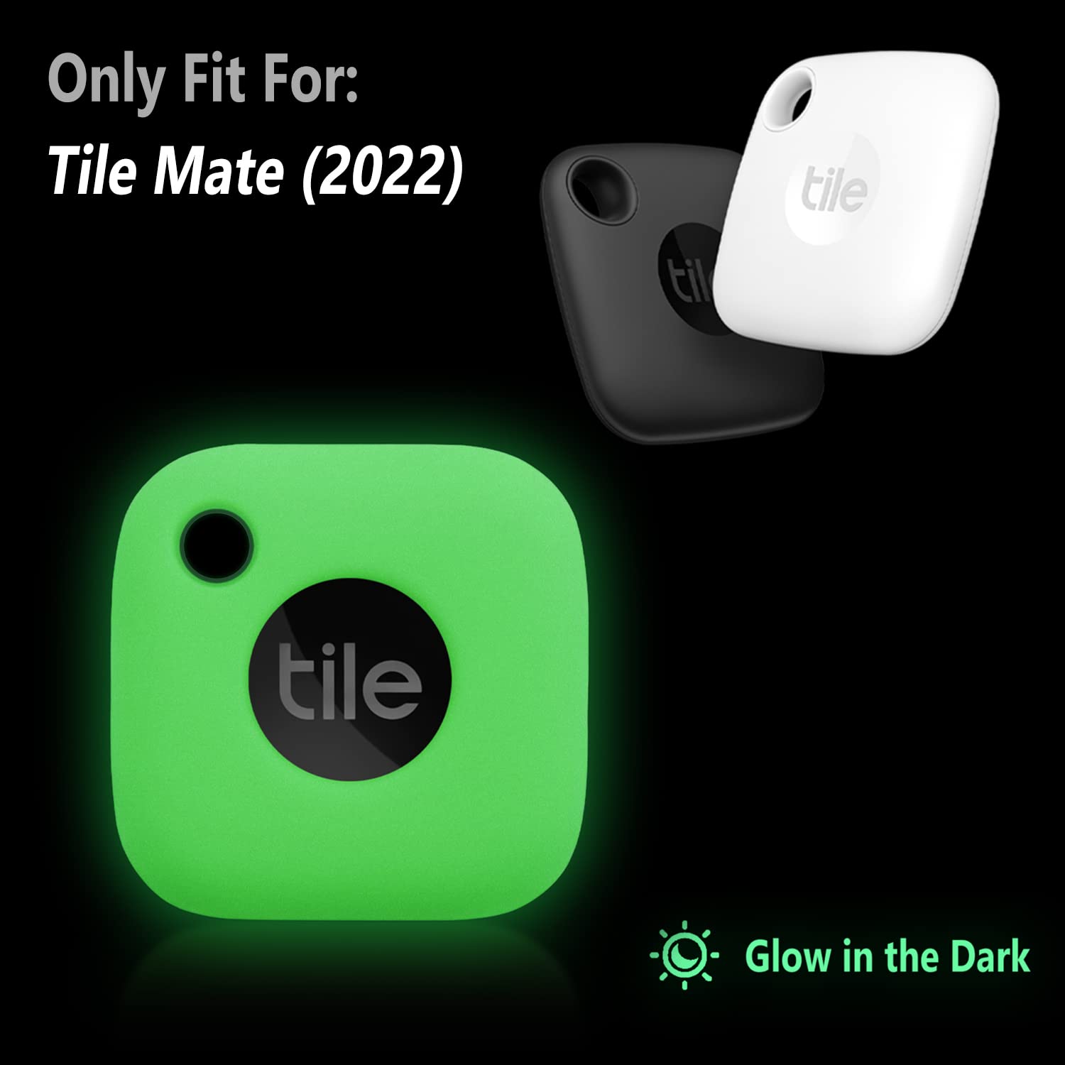 Geiomoo Silicone Case Compatible With Tile Mate 2022, Protective Cover With Carabiner (Luminous Green)