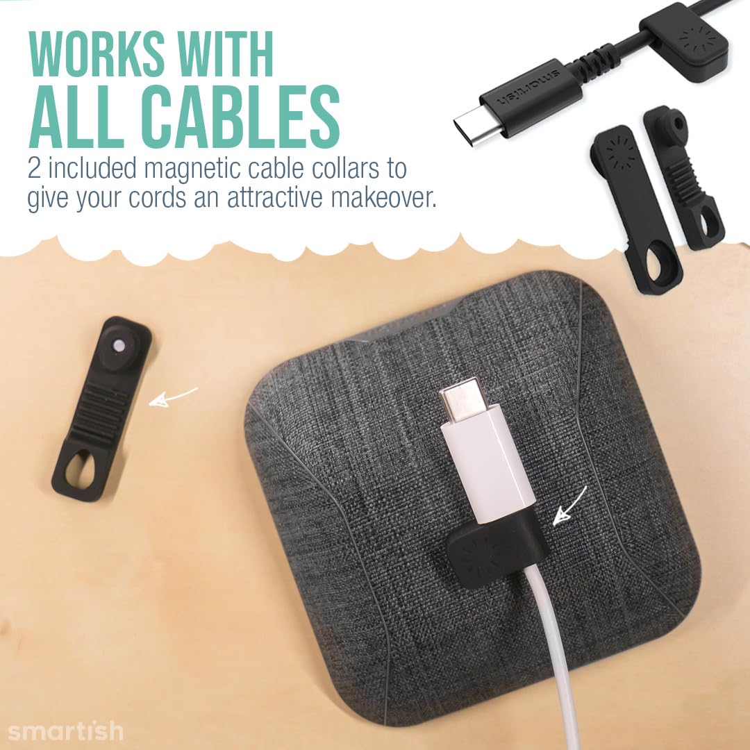 Smartish Magnetic Cord Holder   Cable Wrangler Organizer With Magnet Clips For Charger Management On Desktop, Nightstand, Or Side Table For All Cables, Usb C, Lightning Cables   No. 2 Pencil Gray