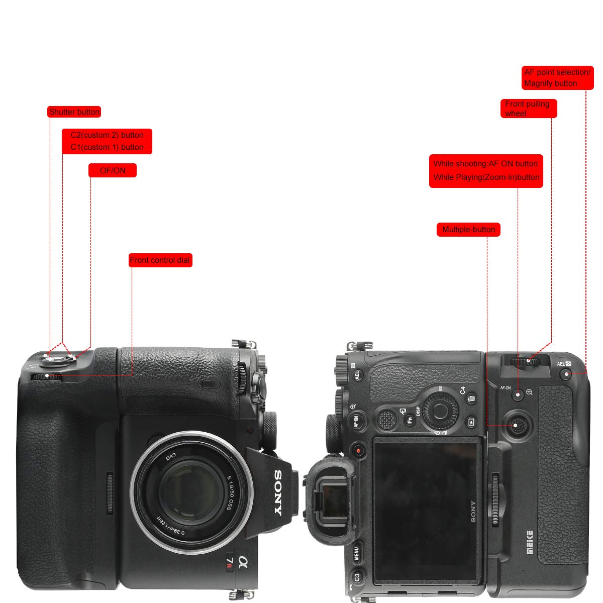 Meike Mk A7R Iv Professional Vertical Battery Grip Compatible With Sony A7Iv A7Riv A9Ii