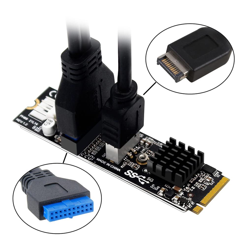 Nfhk 5Gbps Type E Usb 3.1 Front Panel Socket & Usb 2.0 To Nvme Ngff M Key Express Card Vl805 Adapter For Motherboard