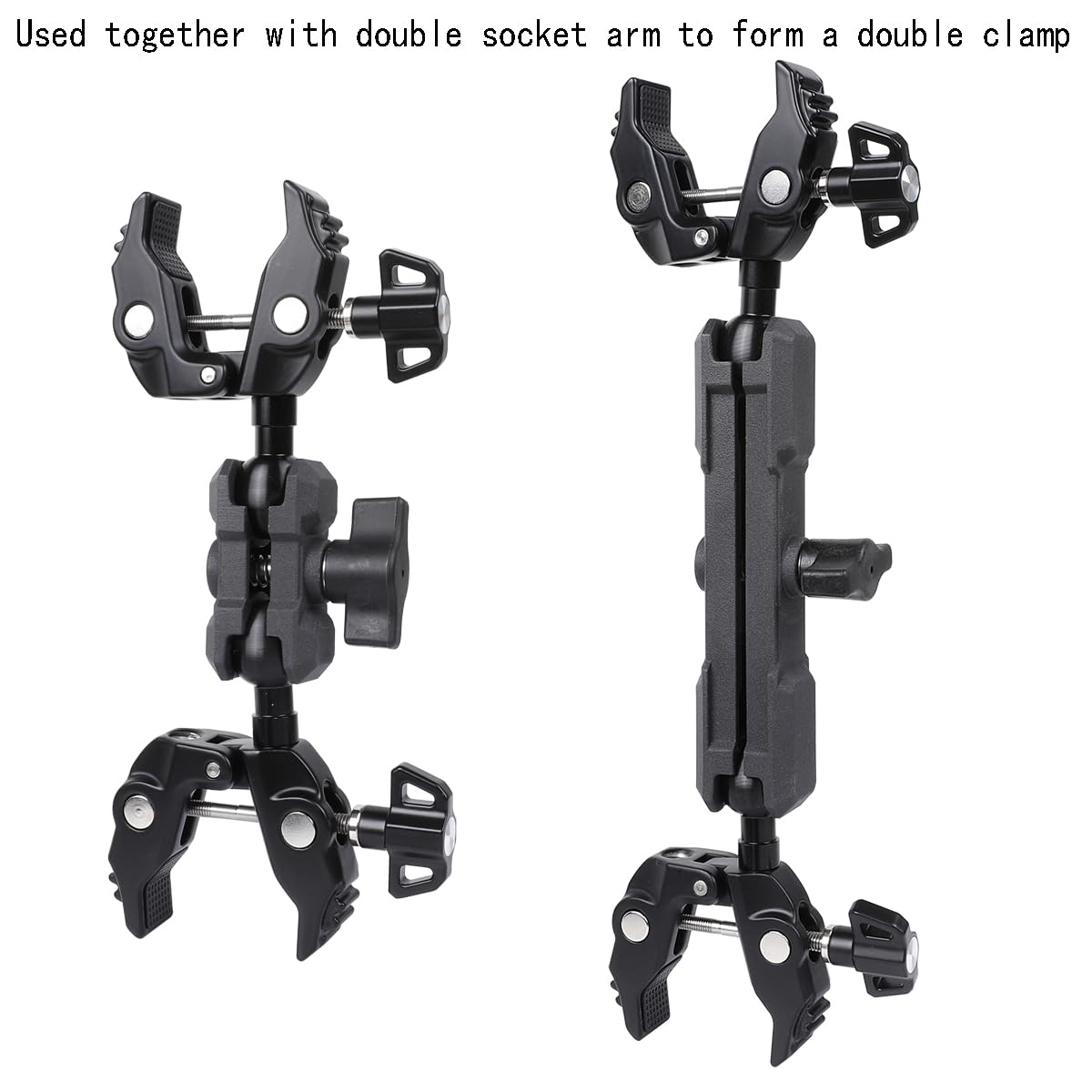 2Pcs Metal Handlebar Super Clamp Mount Base With 1'' Ball, Fence Desk Table Mount, Compatible With Ram Mounts B Size Double Sock
