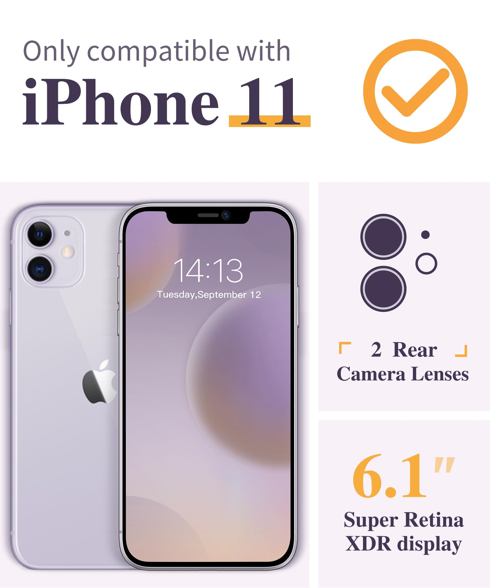 Gviewin For Iphone 11 Case With Screen Protector + Camera Lens Protector, [Not Yellowing] Clear Soft Tpu Shockproof Protective C