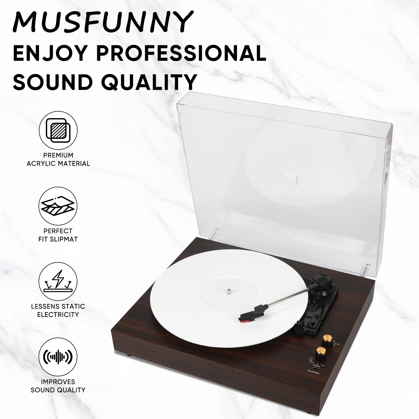 Acrylic Turntable Mat Record Slipmat: 12 Inch Platter Vinyl Slip Mats Record Player Accessories For Anti Static, Enhanced Sound