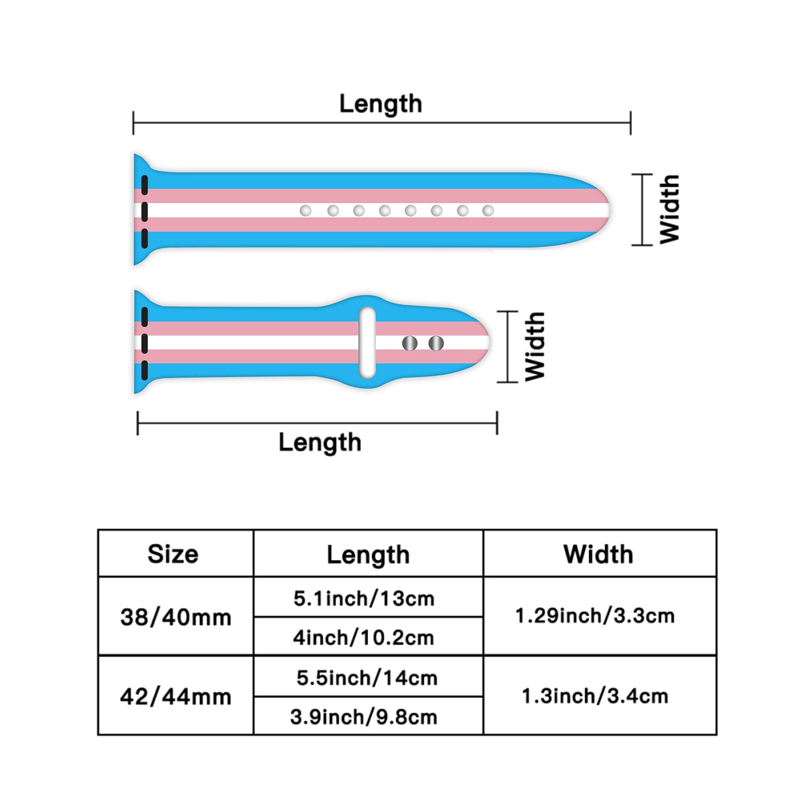 Transgender Pride Flag Watch Band Compatible With Apple Watch 38Mm 40Mm 41Mm 42Mm 44Mm 45Mm For Women Men Gifts Sport Silicone W