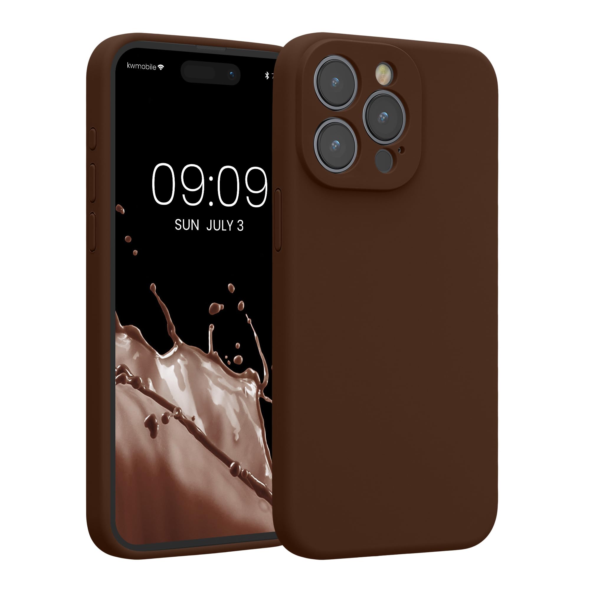 kwmobile Case Compatible with Apple iPhone 15 Pro Max Case - Slim TPU Silicone Phone Cover - Soft Touch Finish - Chocolate