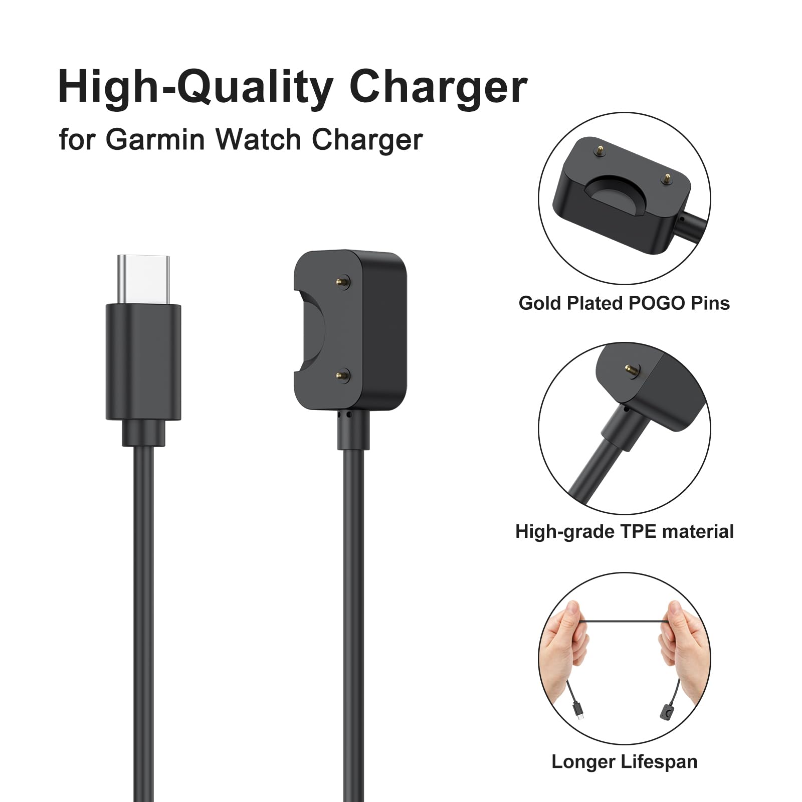 2 Pack Usb C Cable For Samsung Galaxy Fit 3 Charger, 3.3Ft Magnetic Charging Cable Dock Stand For Galaxy Watch Fit 3 Sm-R390 Sma
