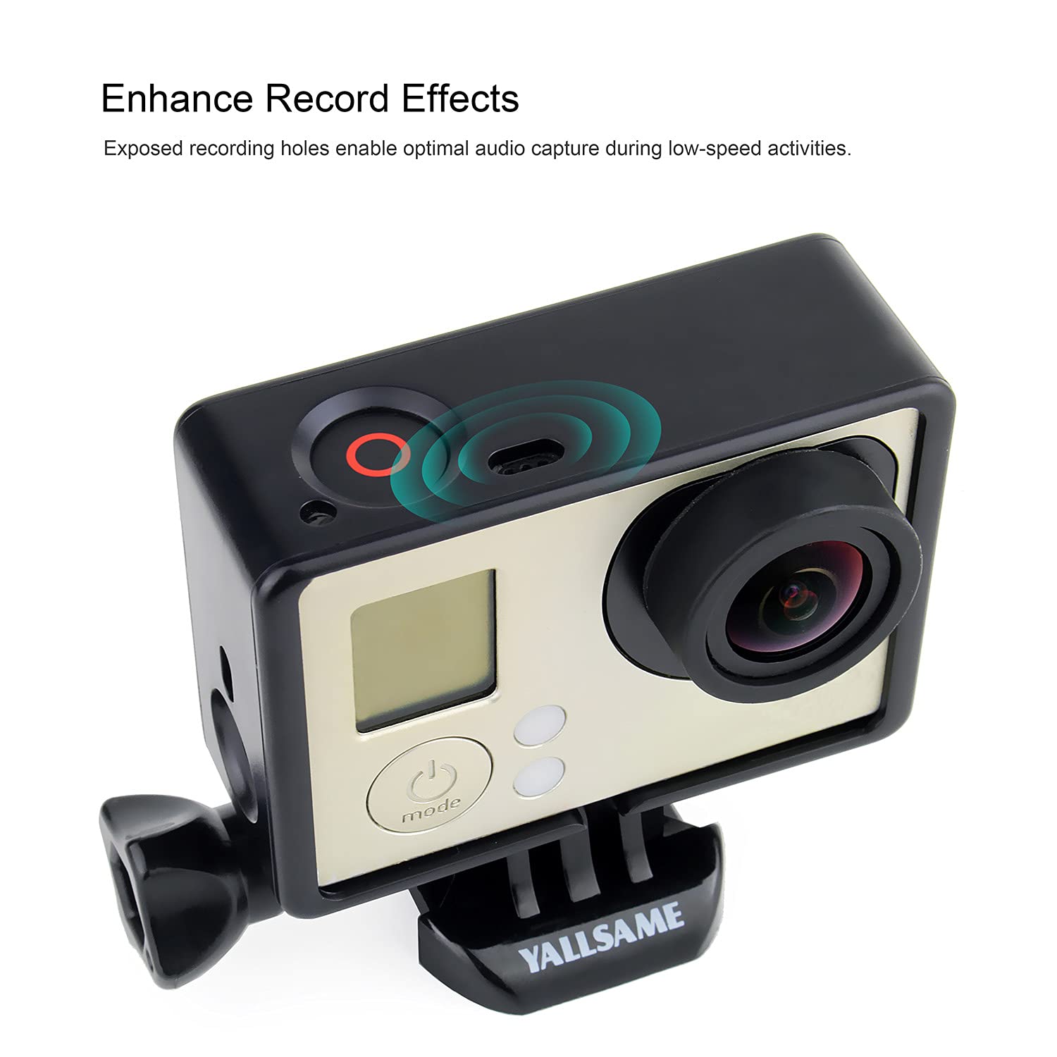 Yallsame Frame Mount Case For Gopro Hero 4 3 3+ With Lens Cap And Side Door Cap Protective Wire Connectable Skeleton Housing Cas