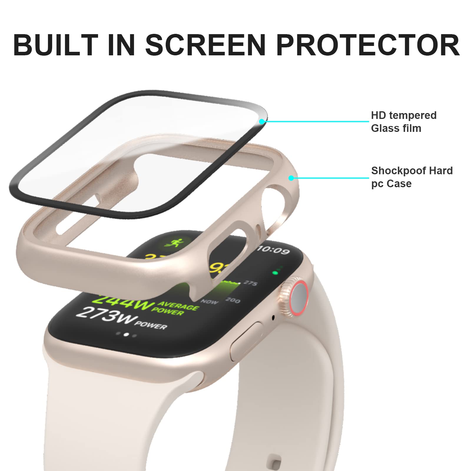 Cuteey 6 Pack Case For Apple Watch Series 9 Series 8 7 41Mm Cover With Built In Tempered Glass Screen Protector, Overall Full Pr